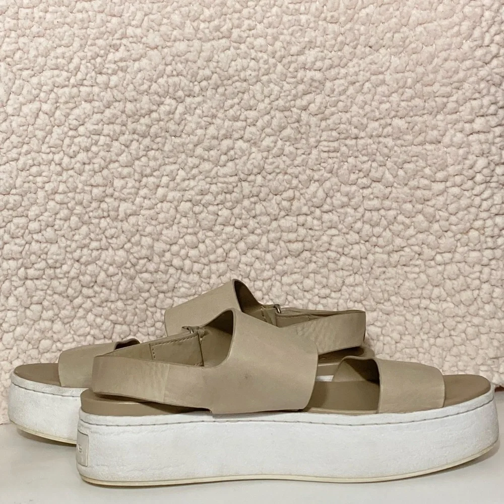 Vince Womens Westport Tan Leather Strap Platform Casual Sandals Shoes SZ 6.5